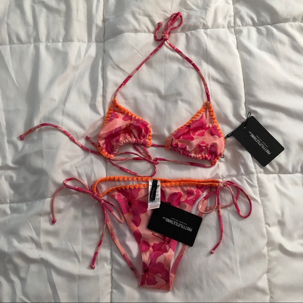 Coral Floral Blanket stitch triangle bikini !